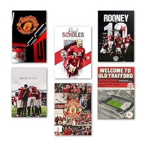 wallgasm manchester united posters set of 6 8x12 inch a4 size 300 gsm posters  football  the red devils  manchester united  sports wall art for bedroom living room