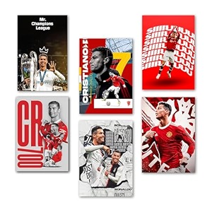 wallgasm ronaldo posters set of 6 8x12 inch a4 size 300 gsm posters  football wall art  cristiano ronaldo  sports posters wall art for bedroom living room