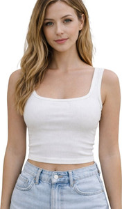 WALLICO Casual Solid Women White Top