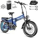 Wallke H9 ULTRA HIGH-END Long Range Electric Bike for Adults, 55Ah 2640Wh Solar Power Hub Battery, 105NM 37MPH Fast Ebike Torque Sensor,ARISUN Fat Tire E Bike for Camping Hunting Commute Fitness, Blue