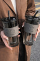 Wallsenterprise Glass Coffee Cup with Straw 