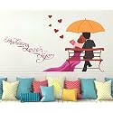 Wallstick Love Couples with Quotes Wall Sticker for Bedroom, Living Room, Hallway, Self Adhesive Vinyl Wall Decal, Matte Finish, Easy to Apply & Remove, 100 x 55 cm