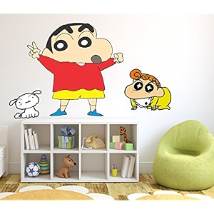 wallstick shin chan with hima and sheero wallsticker vinyl 70 cm x 45 cm