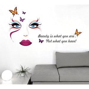 wallstick beauty is what face wall sticker for living room bedroom salon dressing area office dcor self-adhesive imported vinyl decal matte finish multicolor 150 x 80 cm