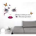 Wallstick Beauty is What Face Wall Sticker for Living Room, Bedroom, Salon, Dressing Area, Office Décor, Self-Adhesive Imported Vinyl Decal, Matte Finish, Multicolor, 150 x 80 cm