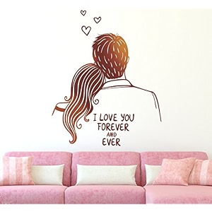 wallstick i love you forever and ever wall sticker for bedroom living room couple room home dcor self-adhesive vinyl wall decal matte finish 95 x 75 cm black