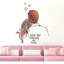 Wallstick I Love You Forever and Ever Wall Sticker for Bedroom, Living Room, Couple Room, Home Décor, Self-Adhesive Vinyl Wall Decal, Matte Finish, 95 x 75 cm, Black
