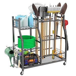 walmann garden tool organizer with wheels rakesshovelsyard tools stand
