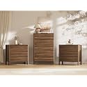 Walnut 3-Piece Bedroom Set, 5-Drawer Dresser &amp; 3-Drawer Nightstands