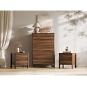 Walnut 3-Piece Bedroom Set, 5-Drawer Dresser &amp; 2-Drawer Nightstands