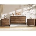 Walnut 3-Piece Bedroom Set, 6-Drawer Dresser &amp; 3-Drawer Nightstands
