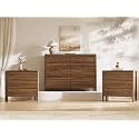 Walnut 3-Piece Bedroom Set, 8-Drawer Dresser &amp; 3-Drawer Nightstands