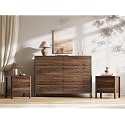 Walnut 3-Piece Bedroom Set, 8-Drawer Dresser &amp; 2-Drawer Nightstands
