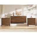Walnut 3-Piece Bedroom Set, 9-Drawer Dresser &amp; 3-Drawer Nightstands