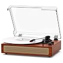Walnut Bluetooth Record Player, Vintage 3-Speed Turntable