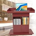 Walnut Podium Stand - Freestanding Lecture Podium for Weddings, Churches, Classrooms &amp; Lecture Halls - 3-Tier Storage - 39"x20"x44" - Durable &amp; Elegant Design