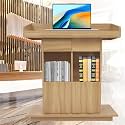 Walnut Podium Stand - Freestanding Wood Lecture Podium for Weddings, Churches, Classrooms &amp; Lecture Halls - Three-Tier Storage - 39"x20"x44" - Durable &amp; Elegant Design