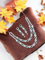 WAMIQA Brass Rhodium Green Jewellery Set
