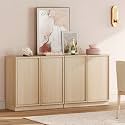 WAMPAT 63" Modern Sideboard Buffet Cabinet with 4 Doors, Multifunctional Sideboard with Large Storage and Adjustable Shelf, Coffee Bar Cabinet Storage Cabinet for Kitchen, Living Room, Beige
