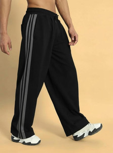 Wanchha Fashion Solid Striped Men Grey Track