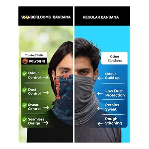 wanderlooms polygiene odour-free uv protection unisex bandana for men hair  antibacterial amp breathable bandana for men bike multipurpose face mask neck gaiter amp lightweight headwrap