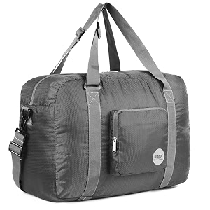 wandf foldable travel duffel bag luggage sports gym water resistant nylon grey