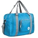 WANDF for Spirit Airlines 18" Foldable Travel Duffle Bag Weekender Bags Carry on Bag for Women Girls (Navy Blue)