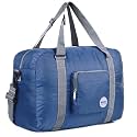 WANDF for Spirit Airlines 18" Foldable Travel Duffle Bag Weekender Bags Carry on Bag for Women Girls (Navy Blue)
