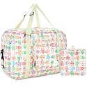 WANDF for Spirit Airlines 18" Foldable Travel Duffle Bag Weekender Bags Carry on Bag for Women Girls (Navy Blue)