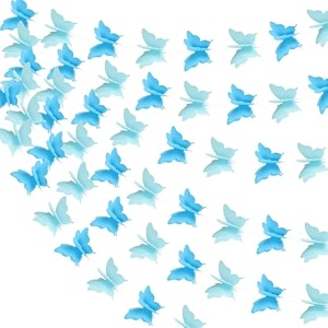 wanna party 3d butterfly blue string decorationpaper party garland streamers party decorations for home decor baby shower birthday nursery wedding holiday wall hanging decorations -1 pc
