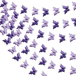 wanna party 3d butterfly purple string decorationpaper party garland streamers party decorations for home decor baby shower birthday nursery wedding holiday wall hanging decorations-1 pc