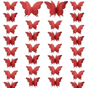 wanna party 3d butterfly red string decorationpaper party garland streamers party decorations for home decor baby shower birthday nursery wedding holiday wall hanging decorations -6 ft-1 pc