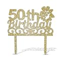 Wanna Party 50Th Birthday Cake Topper - Cheers to 50 Years - 50 and Fabulous Cake Topper - Wedding Anniversary Party Sign Decorations (50)