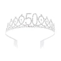 Wanna Party 50th Birthday Crown for Women, 50th Birthday Tiara, 50th Birthday Gifts Women, 50th Birthday Party Props &amp; Favors