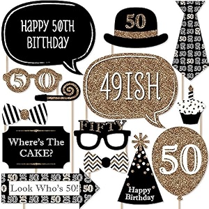 wanna party 50th birthday photo props set 20 pieces black birthday party photo booth props for men amp women milestone birthday selfie props for 50th birthday celebration amp decoration