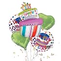 Wanna Party Black &amp; Pink Triple Layer Cake Bouquet Party Decoration/Foil balloon Bouquet for Birthday Decoration Set of 5