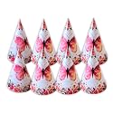 WANNA PARTY Butterfly Party Hats – Pack of 8 Cone Caps for Kids Butterfly Theme Decorations, Garden Birthday Celebrations, Fancy Dress &amp; Girl Party Supplies