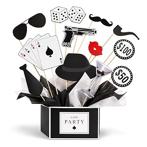 wanna party casino diwali card party photo props set of 12  poker theme photo booth props with playing cards dice moustache hat glasses amp money signs for game night birthday amp bachelor party