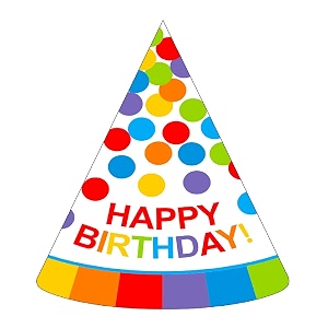wanna party happy birthday colorful dots hats - 8pc