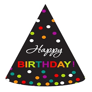 wanna party black multicolor polka dots birthday caps  pack of 8 printed paper hats for kids party decorative caps with bright polka dots for boys and girls decorations
