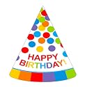 Wanna Party Happy Birthday Colorful Dots Hats - 8pc