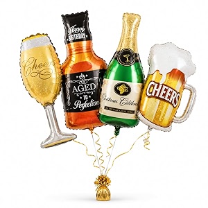 wanna party cheers beverage bottle amp mug shaped foil balloons set assorted party balloons for birthday anniversary bachelor party house party photo booth amp celebration decoration  4pc