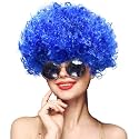 Wanna Party Dense Afro Wigs Blue 80 Grams Costume Props for Halloween, Cricket Match, Football, Holi Festival, Themed Dress-Up, Fancy Dress, Carnival, Fun Nights, Celebrations, and Costume Events