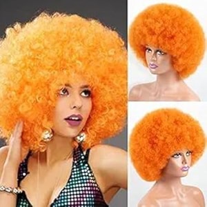 wanna party dense afro wigs orange 80 grams