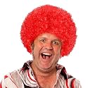 Wanna Party Dense Afro Wigs Red 80 Grams Party Props for Costume Party, Halloween, Cricket Match, Football Party or Any Other Fun Night
