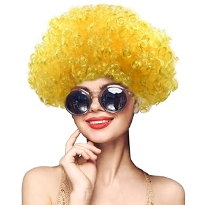 wanna party dense afro wigs yellow 80 grams