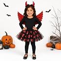Wanna Party Devil Angel Tutu Dress Costume Set for Kids – 3PC | Red &amp; Black Fancy Dress Set with Devil Horn Headband &amp; Wings | Halloween Costume, School Fancy Dress, Theme Party
