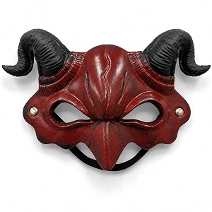 wanna party dracula red half face mask with black horns for adults amp kids  devil demon inspired fancy dress mask  halloween costume party school event cosplay amp photo prop  1pc
