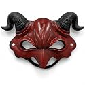 Wanna Party Dracula Red Half Face Mask with Black Horns for Adults & Kids | Devil Demon Inspired Fancy Dress Mask | Halloween, Costume Party, School Event, Cosplay & Photo Prop | 1PC