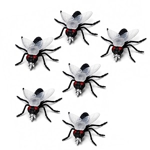 wanna party fake house fly glow in dark  6pc  realistic insect prank props for halloween decoration  creepy bug toys for haunted house costume party photo props amp spooky decor